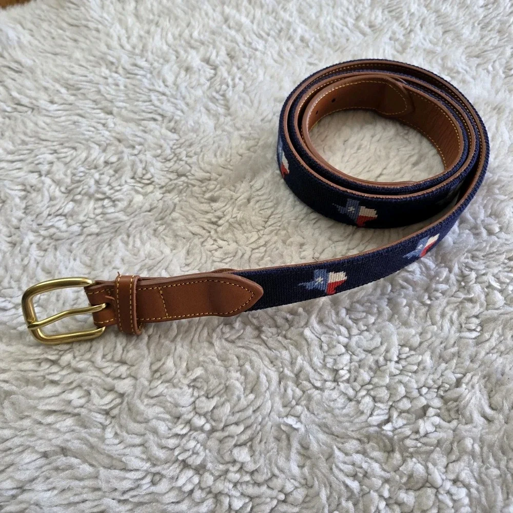 Brewster Belt Co. Belt Texas Custom Needlepoint Leather Men's 46